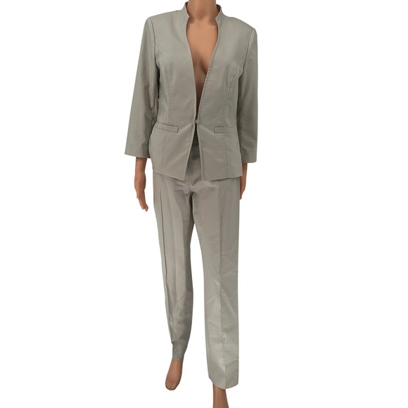 W By Worth Carlisle Pant Suit Set Womens‎ 10 Beige Career Business Jacket